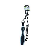  KT-home Rágásbiztos Fém Láncos Kontroll Póráz – 4mm x 60cm - fekete